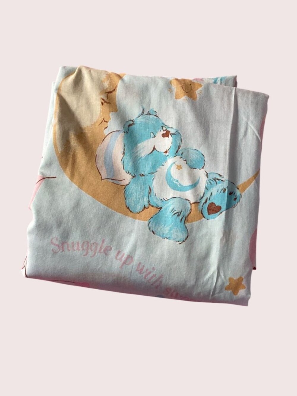 VTG Care Bears Fitted Sheet Twin Bed Heart Strings American Greeting 1982